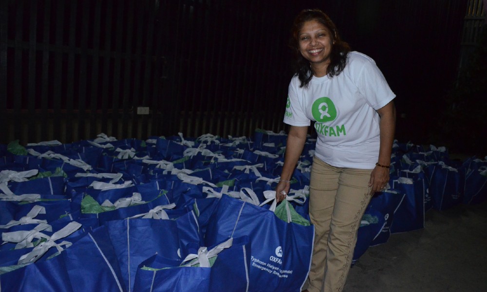 Emergency Response “Super Typhoon Hiyan” in Philippines 2013. During the emergency response, there is a need to provide extra effort to make the field mission successful. Working at night checking and organizing the loading of Hygiene Kits materials for distribution.